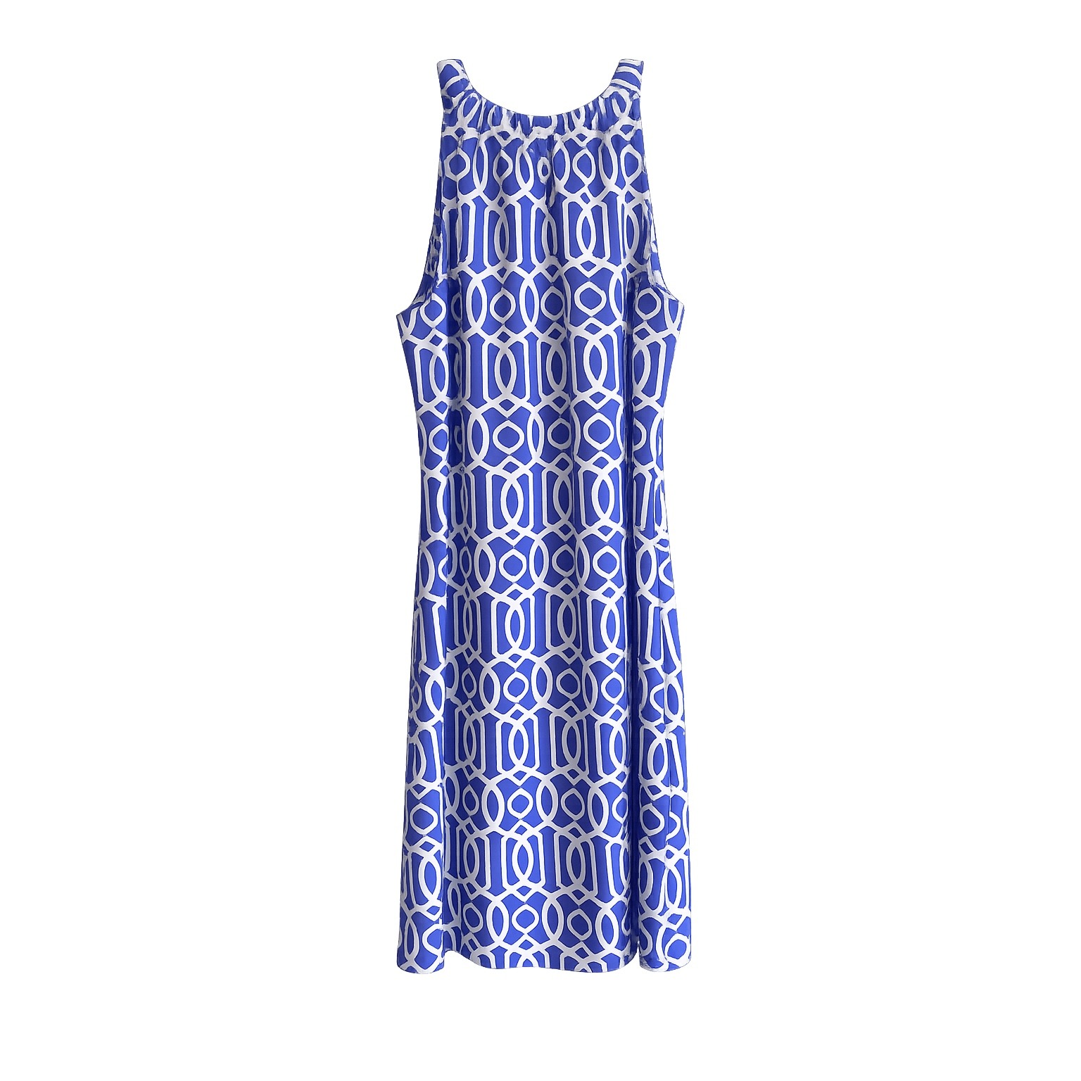 Jude Connally Beth Dress Medium Blue White Geometric Shift Jude Cloth Msrp$162
